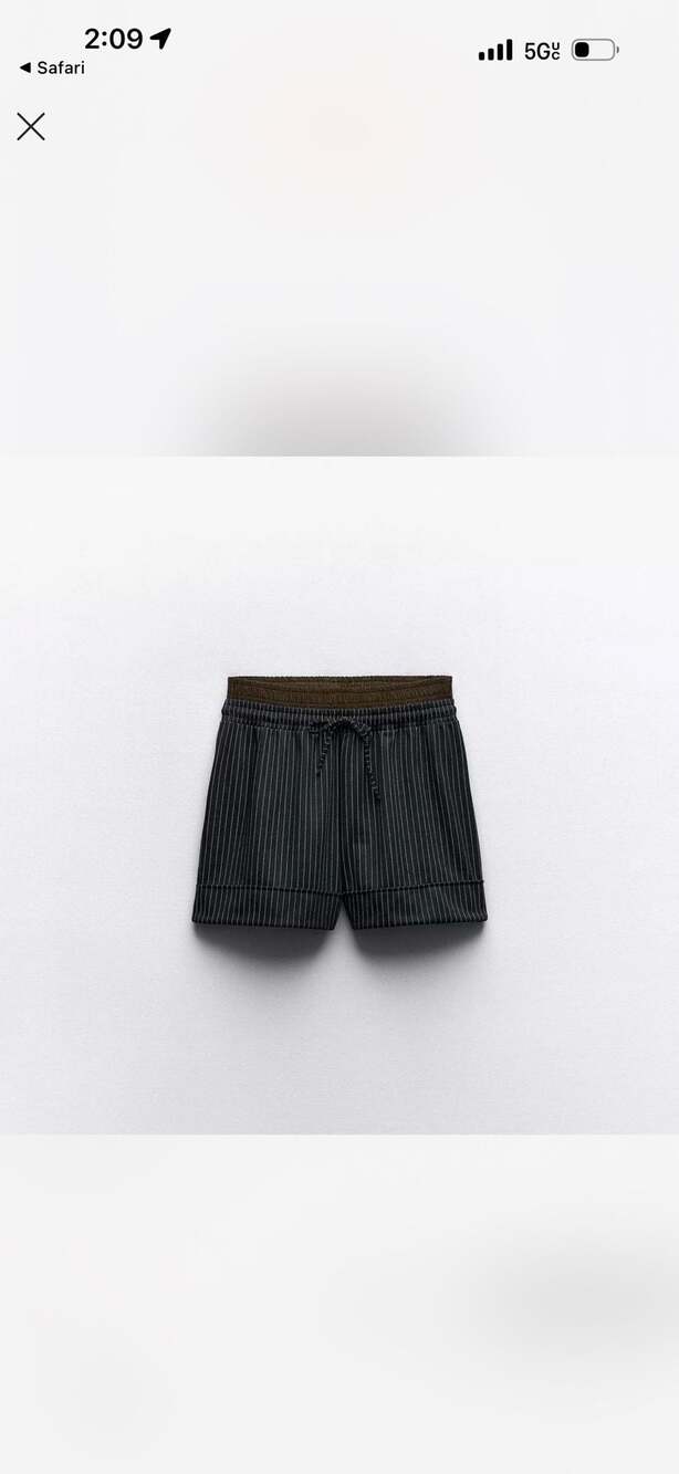 Zara Pinstriped Elastic Waist Pull-On Shorts with Contrast Cuff